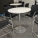 White Round Office Meeting Bistro Table w/ Grey Center Post Base